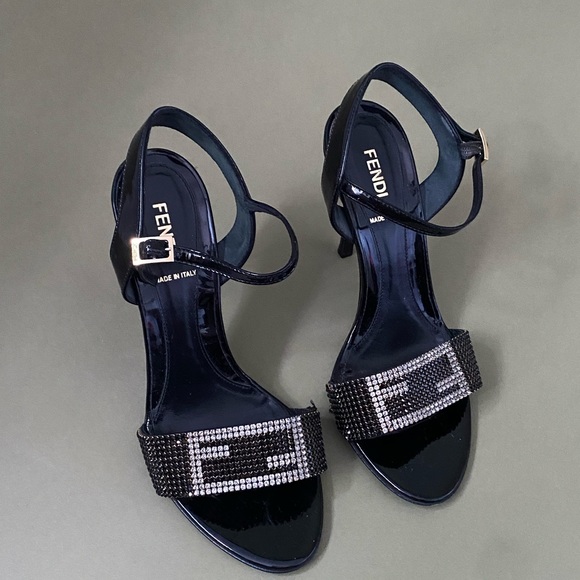 Fendi Swarovski Open Toe Heels Italy Size 37 - Picture 3 of 12